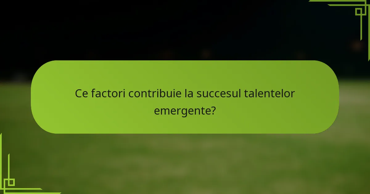 Ce factori contribuie la succesul talentelor emergente?