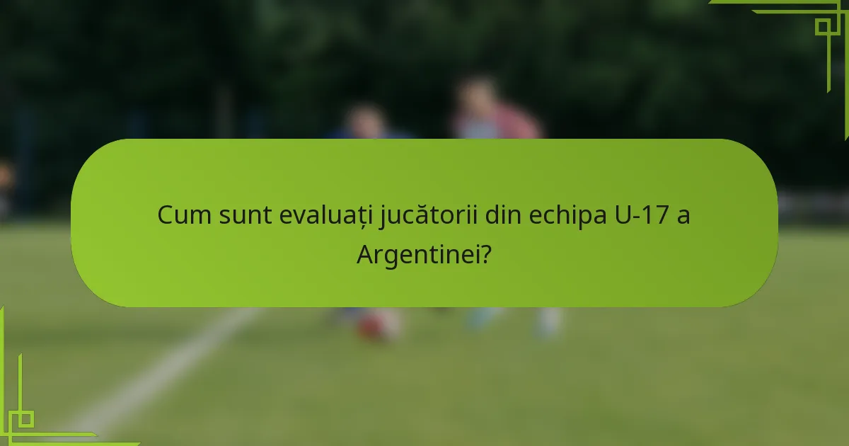 Cum sunt evaluați jucătorii din echipa U-17 a Argentinei?